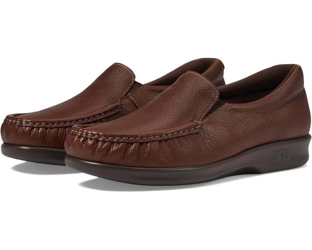 SAS Womens Twin Slip On Walking Shoes US 10.5 Narrow EU 41 Brown Leather NIB